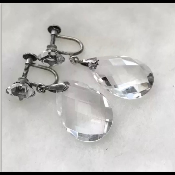 Vintage SS Rock Crystal Quartz Earrings - Picture 3 of 6